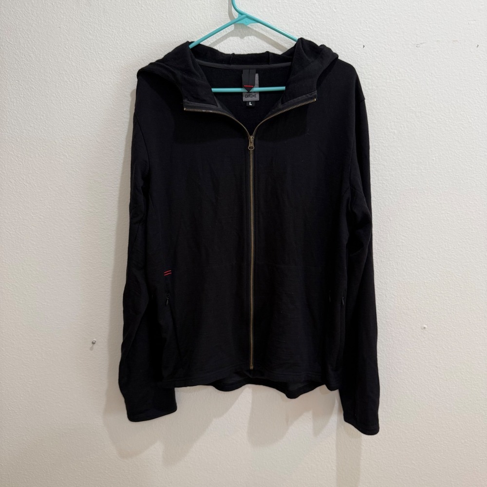 Chrome Industries Merino Wool Full Zip Hoodie Black Mens Large Cycling Techwear